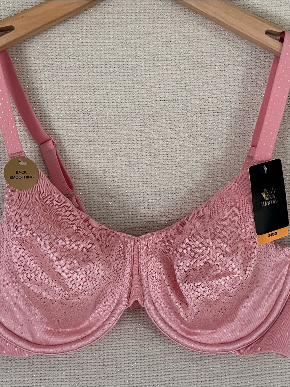 Wacoal Back Appeal Underwire Bra 34DD Pink NWT